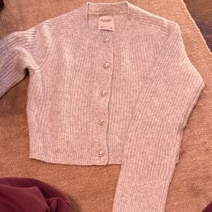 Abercrombie grey Button-Up Cardigan pearl detail